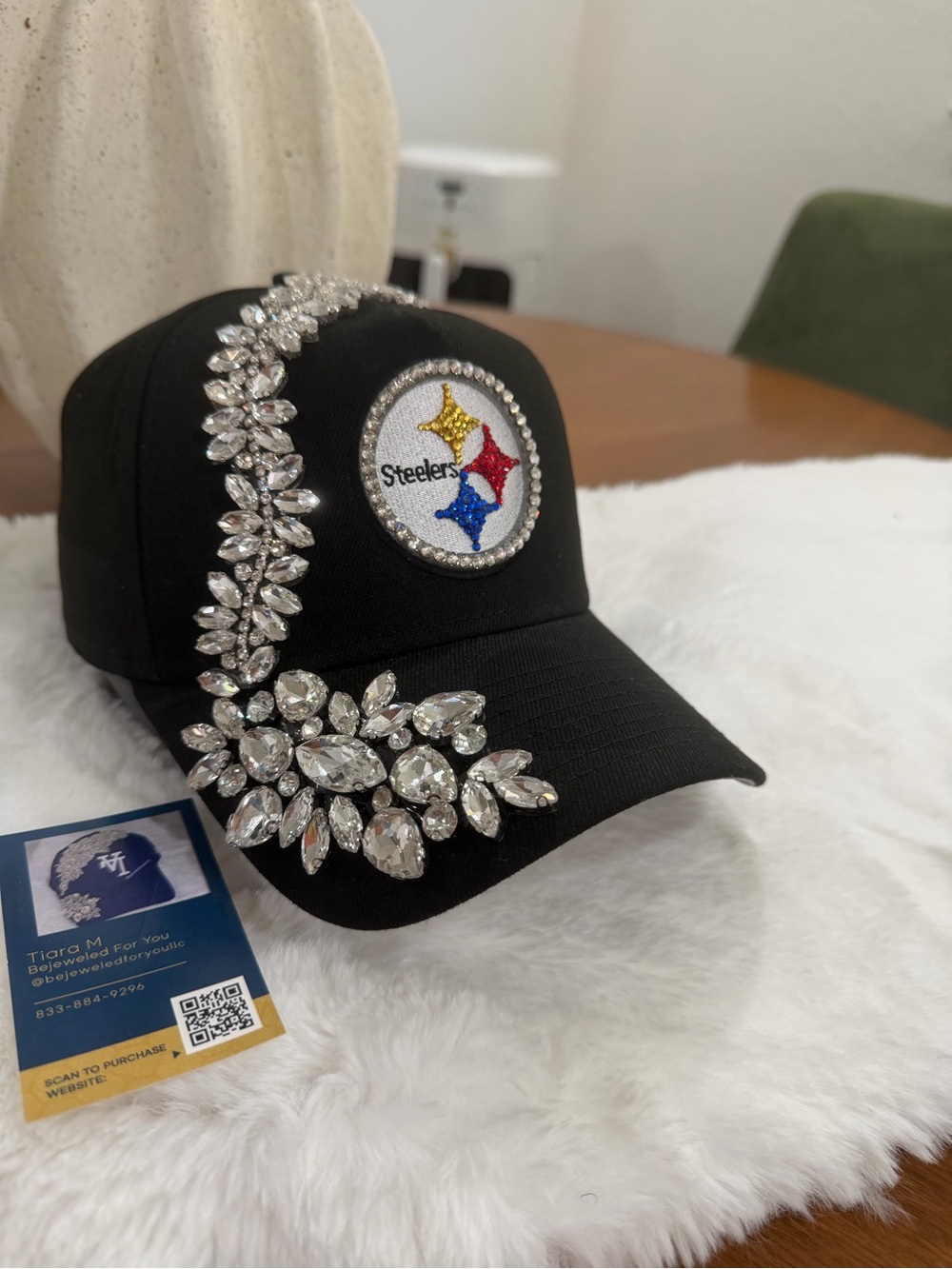 New Era Black Crystal Embellished Steelers Baseball Cap